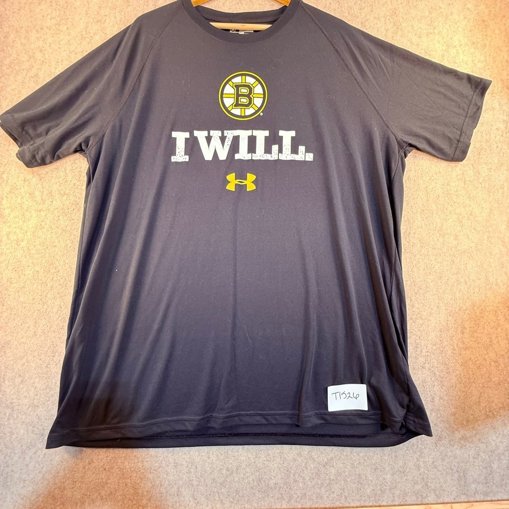 Under Armour Boston Bruins I WILL HeatGear Shirt Mens 2XL Black Loose Fit Tee